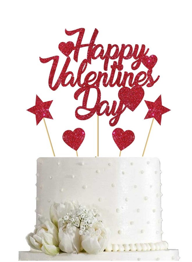 SVM CRAFT Red Glitter Love Heart Cupcake Toppers with Heart and Star Topper Happy Valentine's Day Cake Topper Picks Decoration for Valentine's Day Theme Party Supplies - Image 4